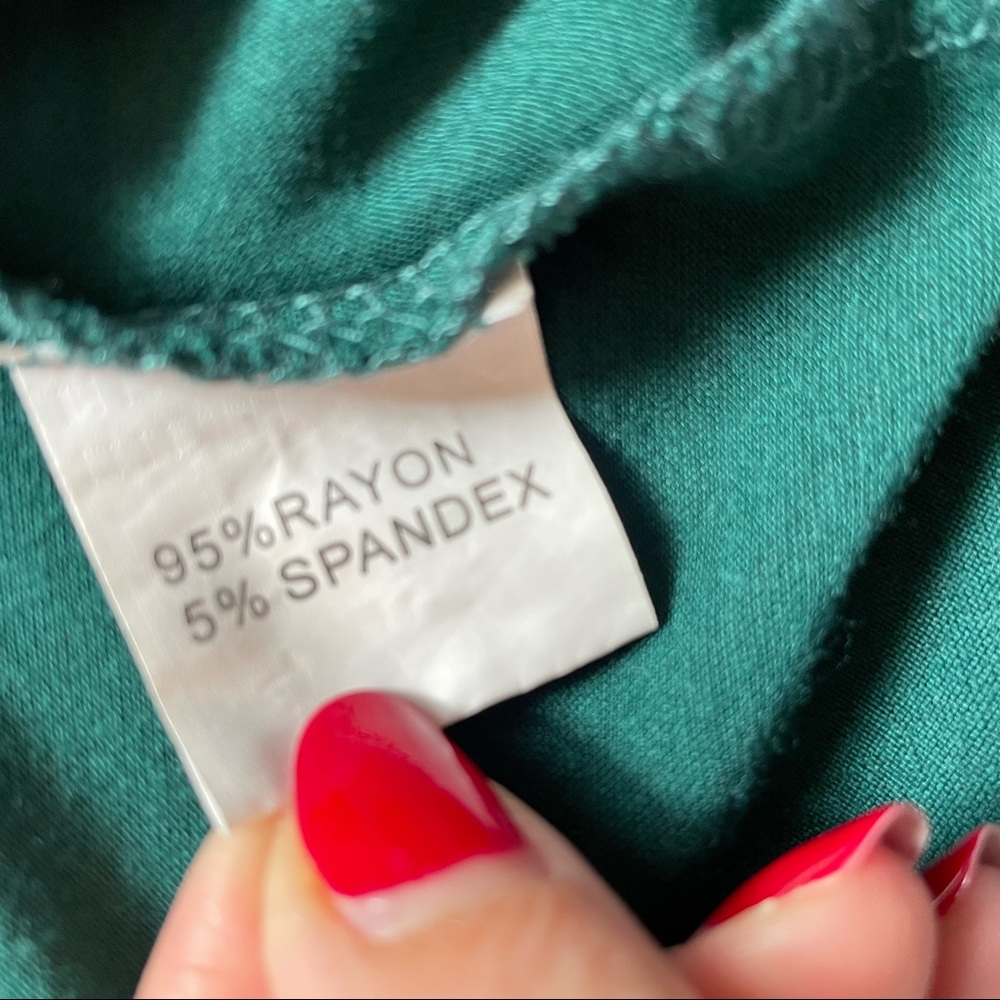 Ouges Womens Green Long Sleeve V-Neck Wrap Waist … - image 8